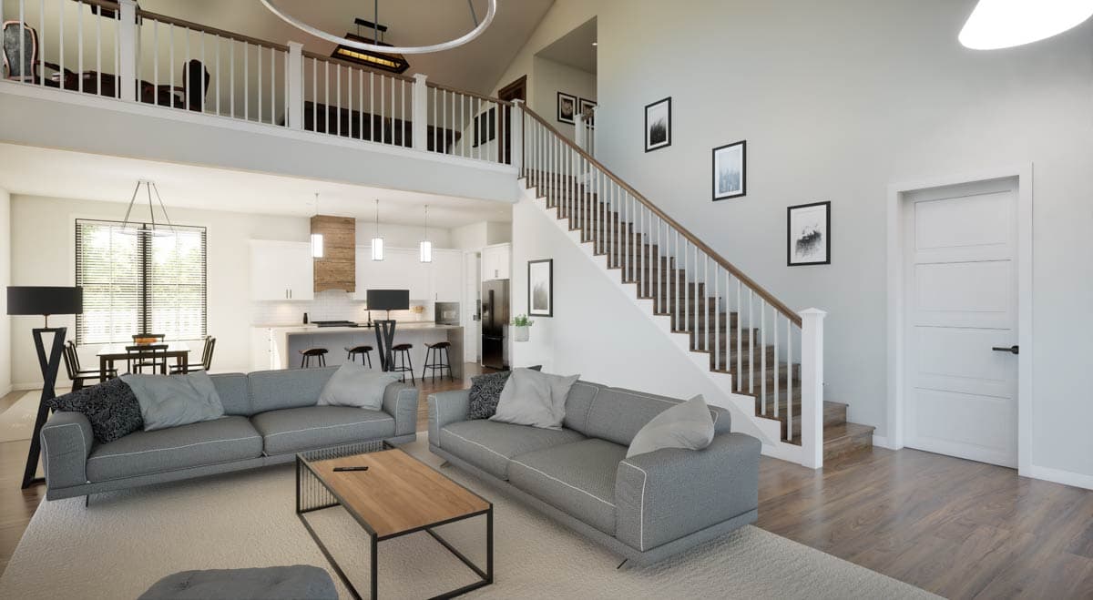 Plan 69902AM: 4-Bedroom Barndominium House Plan with 2-Story Great Room - 3379 Sq Ft - Image #12 - Barndominium, Modern Farmhouse