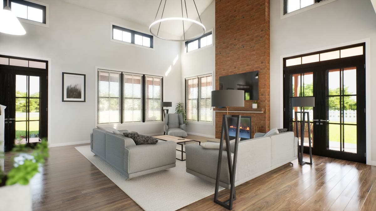 Plan 69902AM: 4-Bedroom Barndominium House Plan with 2-Story Great Room - 3379 Sq Ft - Image #18 - Barndominium, Modern Farmhouse