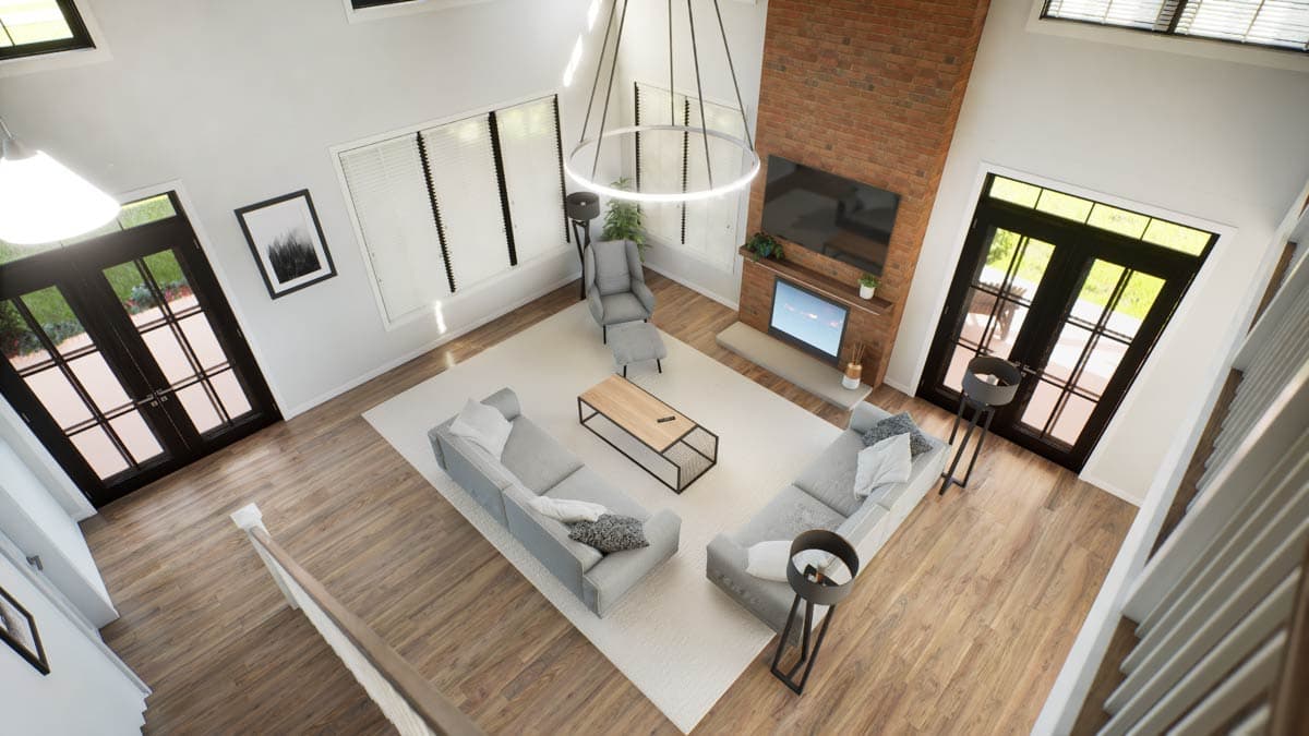 Plan 69902AM: 4-Bedroom Barndominium House Plan with 2-Story Great Room - 3379 Sq Ft - Image #13 - Barndominium, Modern Farmhouse