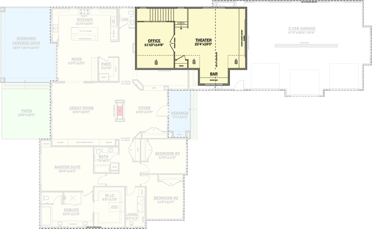 Plan 81858AB: 3-Bed Craftsman Northwest House Plan with Home Theater - 3932 Sq Ft - Floor Plan - 2nd Floor - Craftsman, Mountain, Northwest