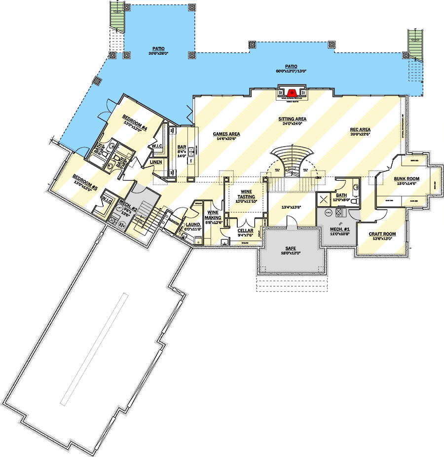 Plan 81861AB: 3-Bed Mountain House Plan with Oversized Angled 4-Car Garage and Optional Lower Level - 3951 Sq Ft - Floor Plan - Optional Lower Level - Mountain, Northwest