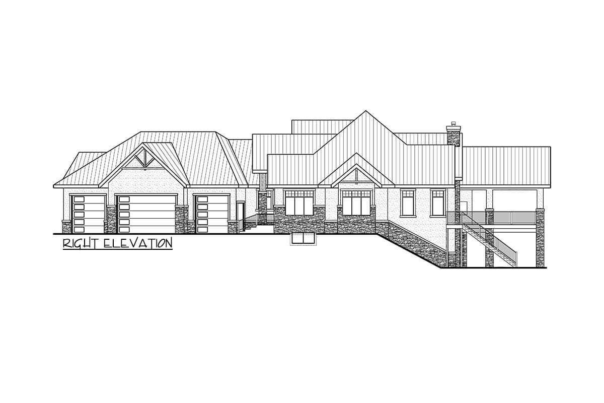 Plan 81861AB: 3-Bed Mountain House Plan with Oversized Angled 4-Car Garage and Optional Lower Level - 3951 Sq Ft - Image #5 - Mountain, Northwest