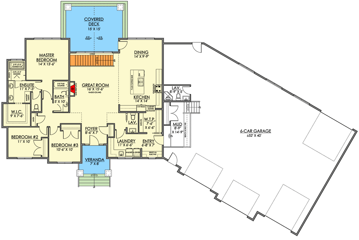 Plan 81866AB: 3-Bed Mountain House Plan with Oversized Garage - 1955 Sq Ft - Floor Plan - Main Level - Mountain, Ranch