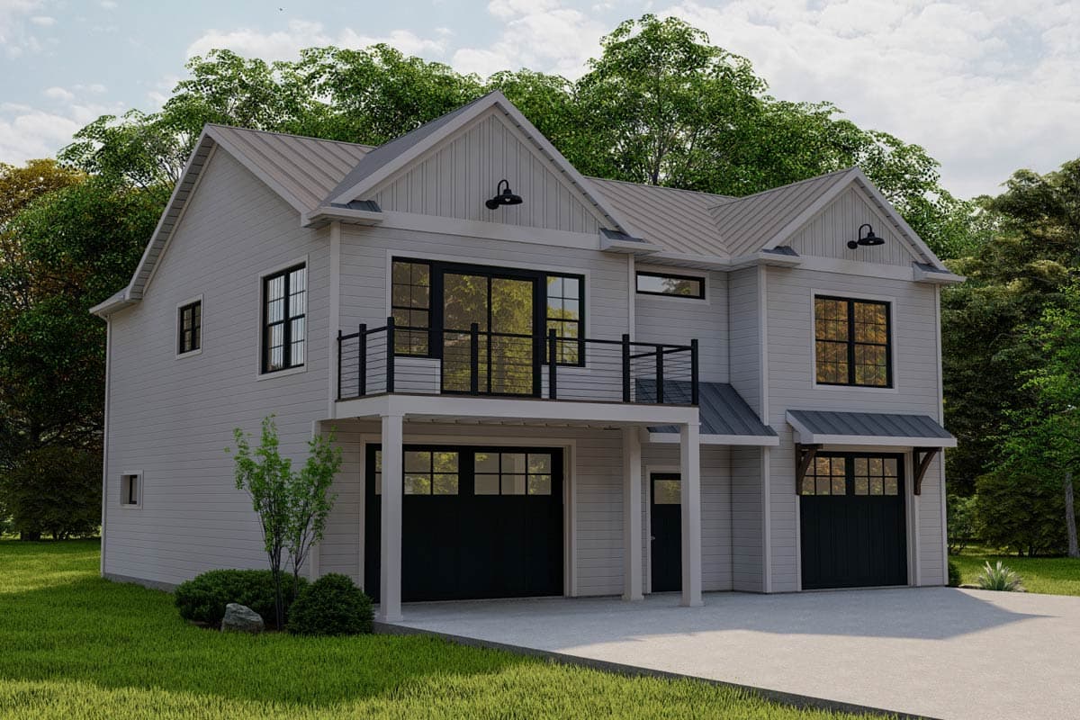 Plan 135341GRA: Traditional Oversized Garage Plan with 3-Beds Upstairs - 1614 Sq Ft - Image #6 - Carriage, Traditional