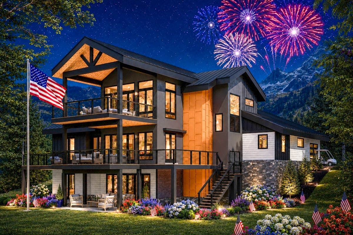Plan image - 680549VR:Two-Story Contemporary Mountain House Plan with Wrap-Around Rear Porch - 2758 Sq Ft