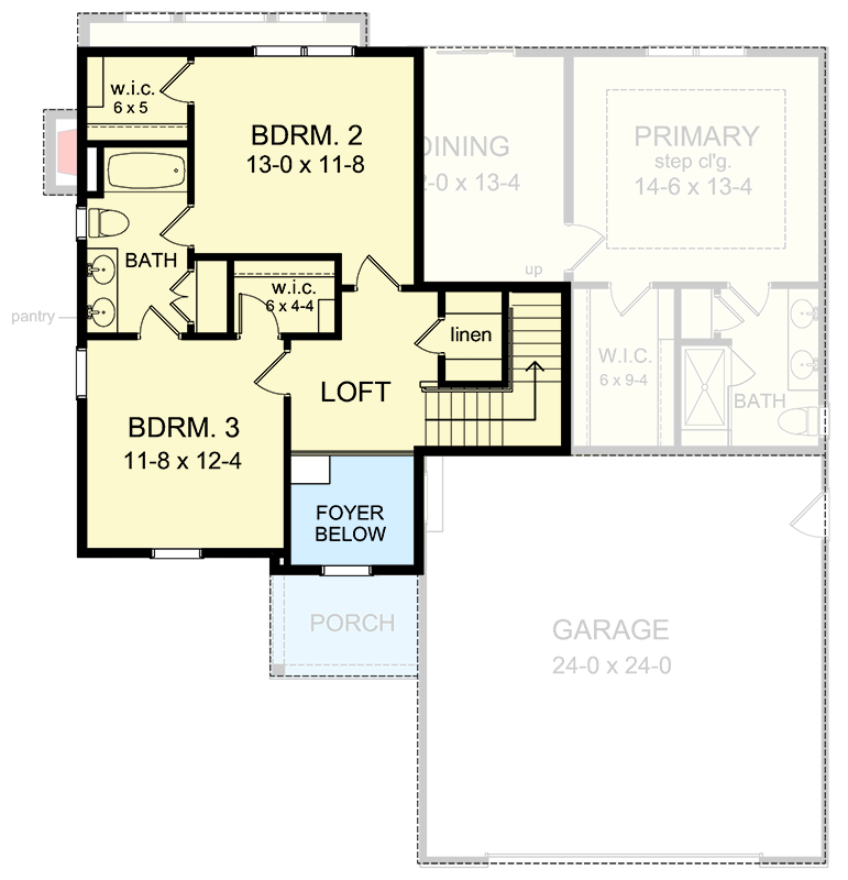 Plan 790165GLV: Two-Story New American House Plan with Loft Above - 1868 Sq Ft - Floor Plan - 2nd Floor - Farmhouse, New American