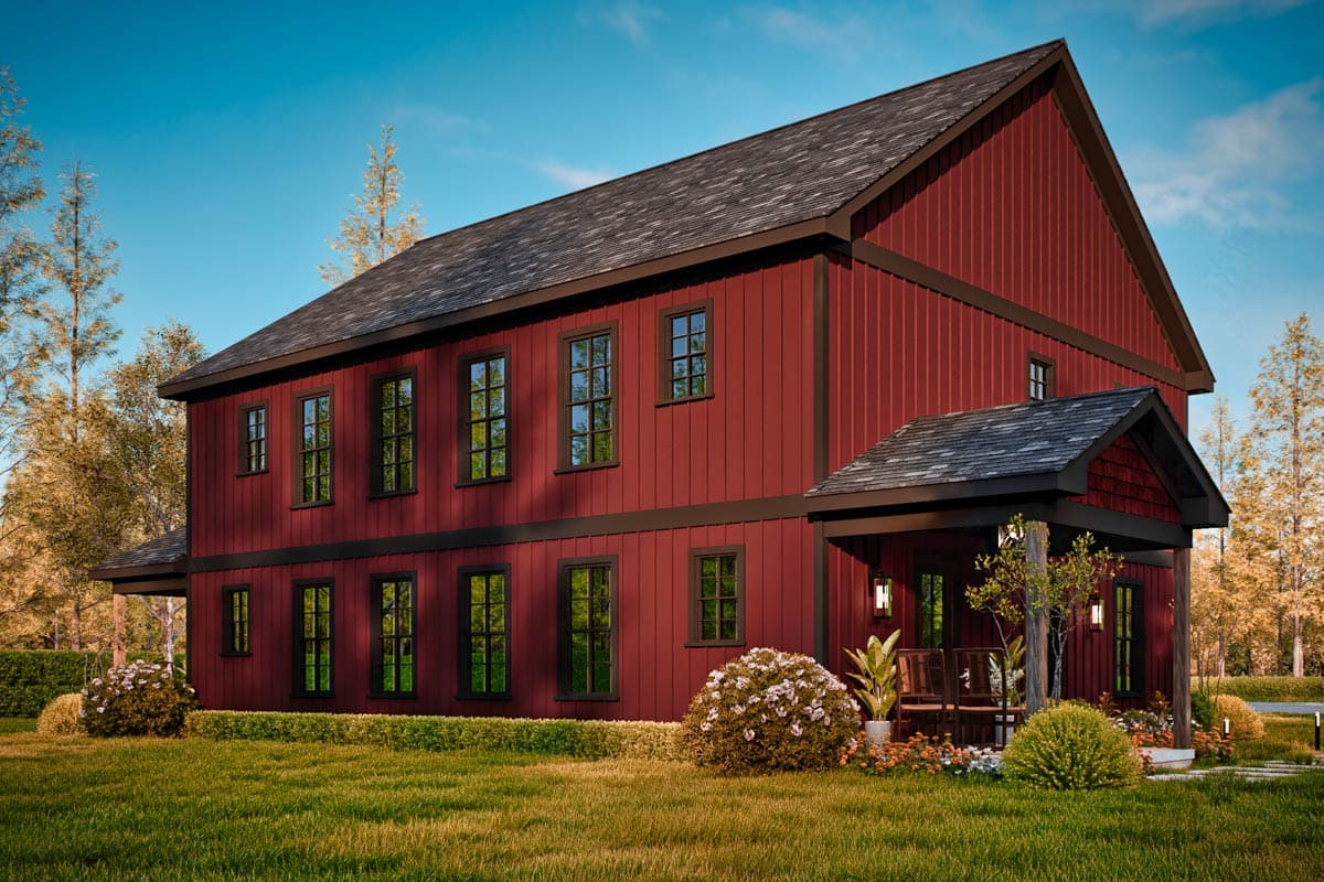 Plan 25846GE: Symmetrical Duplex House Plan with 3 Bedrooms - 1280 Sq  Ft Per Unit - Image #9 - Country, Rustic