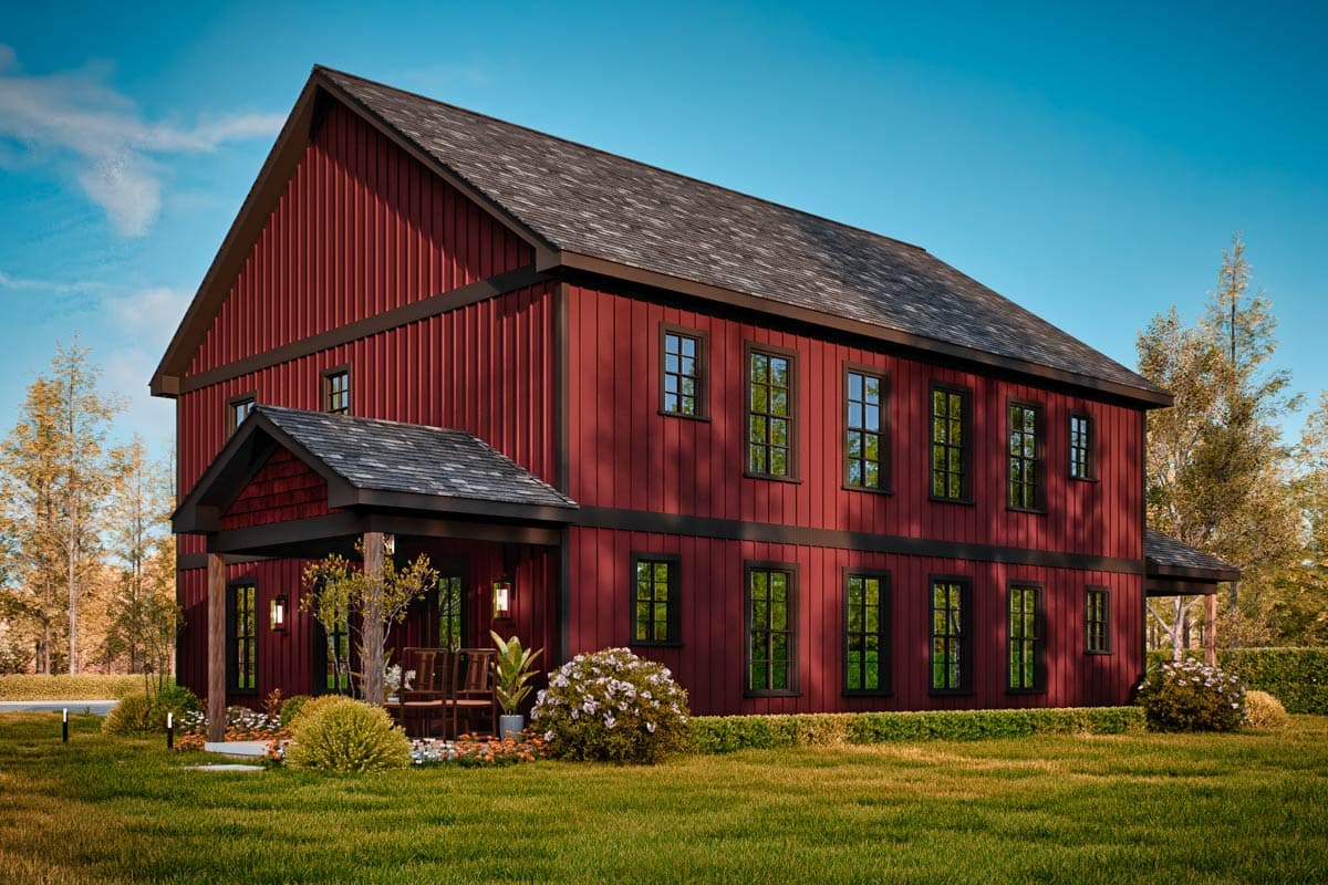 Plan 25846GE: Symmetrical Duplex House Plan with 3 Bedrooms - 1280 Sq  Ft Per Unit - Image #11 - Country, Rustic