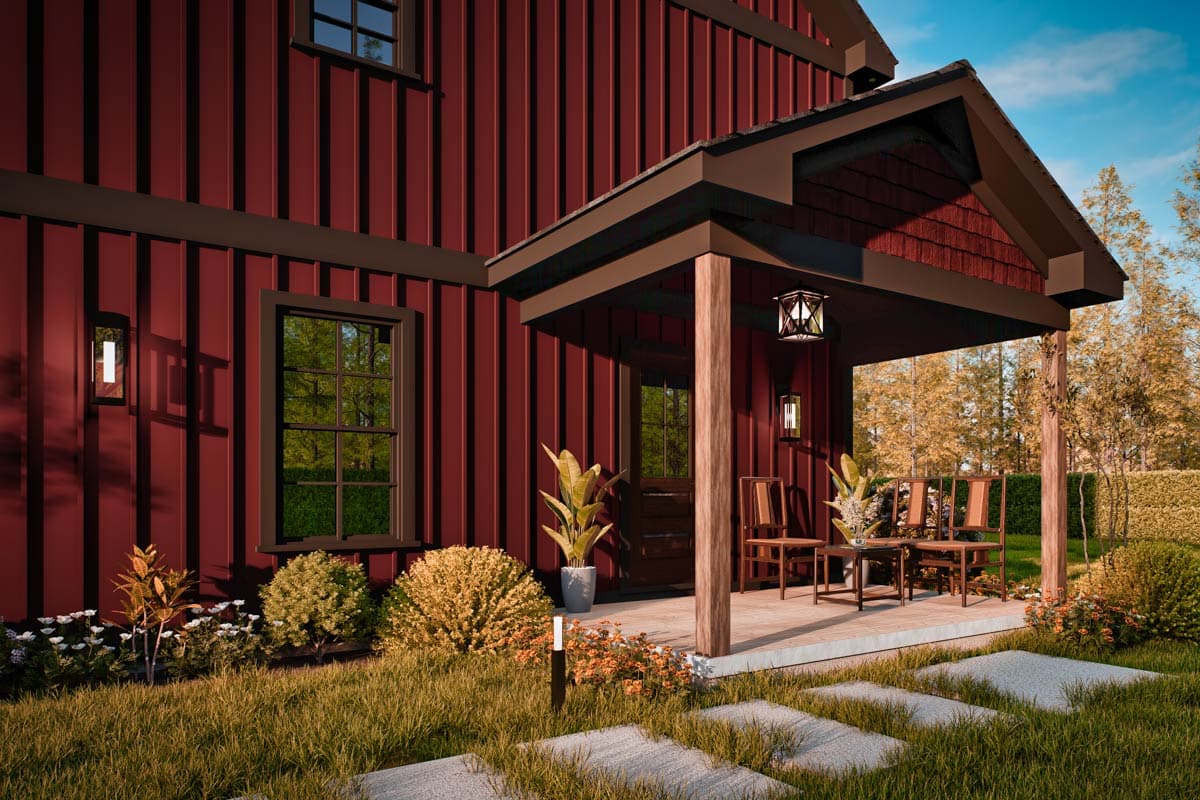 Plan 25846GE: Symmetrical Duplex House Plan with 3 Bedrooms - 1280 Sq  Ft Per Unit - Image #12 - Country, Rustic