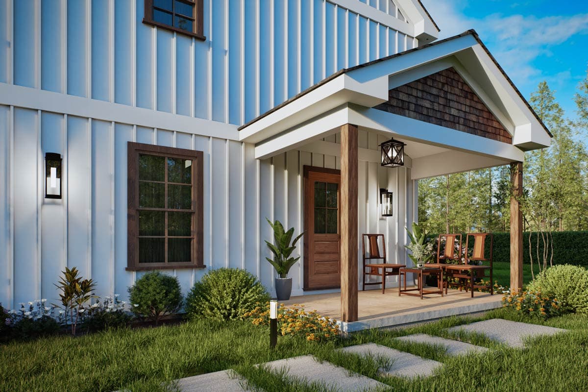 Plan 25846GE: Symmetrical Duplex House Plan with 3 Bedrooms - 1280 Sq  Ft Per Unit - Image #14 - Country, Rustic