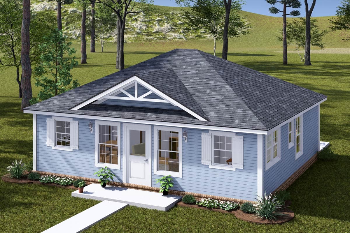 Plan 52409WM: 2-Bed Traditional ADU House Plan Under 800 Sq Ft - Image #5 - Country, Traditional