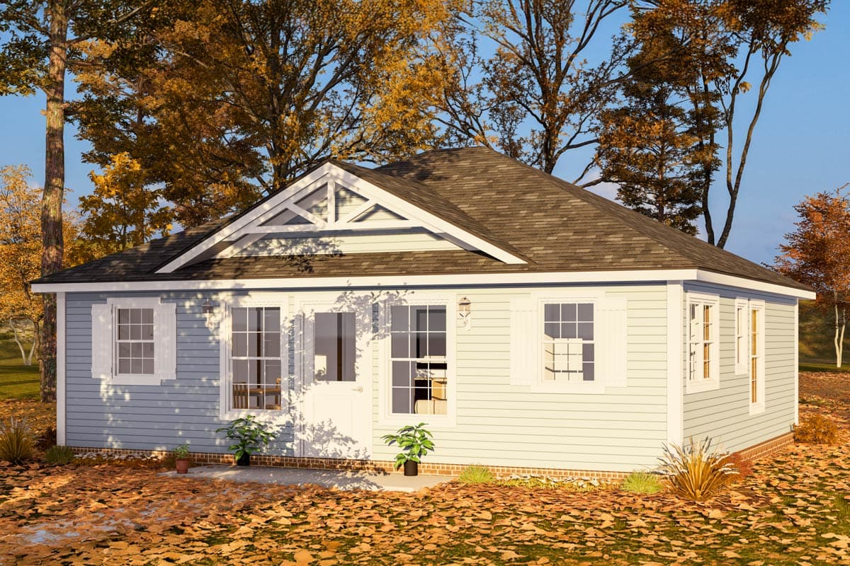 Plan 52409WM: 2-Bed Traditional ADU House Plan Under 800 Sq Ft - Image #6 - Country, Traditional