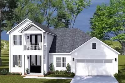 Two-Story Traditional House Plan with Main Level Master - 2038 Sq Ft