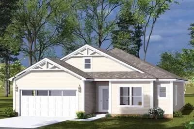 Single-Story Country Ranch House Plan with Split-Bedroom Layout  - 1280 Sq Ft