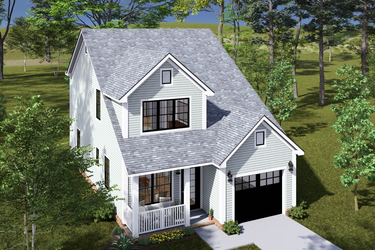 Plan 52415WM: Two-Story Traditional House Plan with Flex Room Under 1500 Sq Ft - Image #5 - Traditional