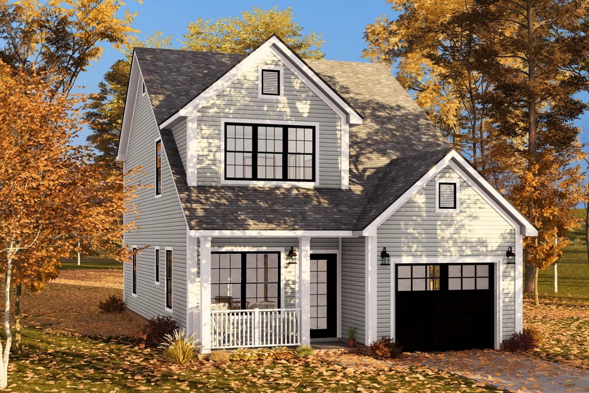Plan 52415WM: Two-Story Traditional House Plan with Flex Room Under 1500 Sq Ft - Image #8 - Traditional
