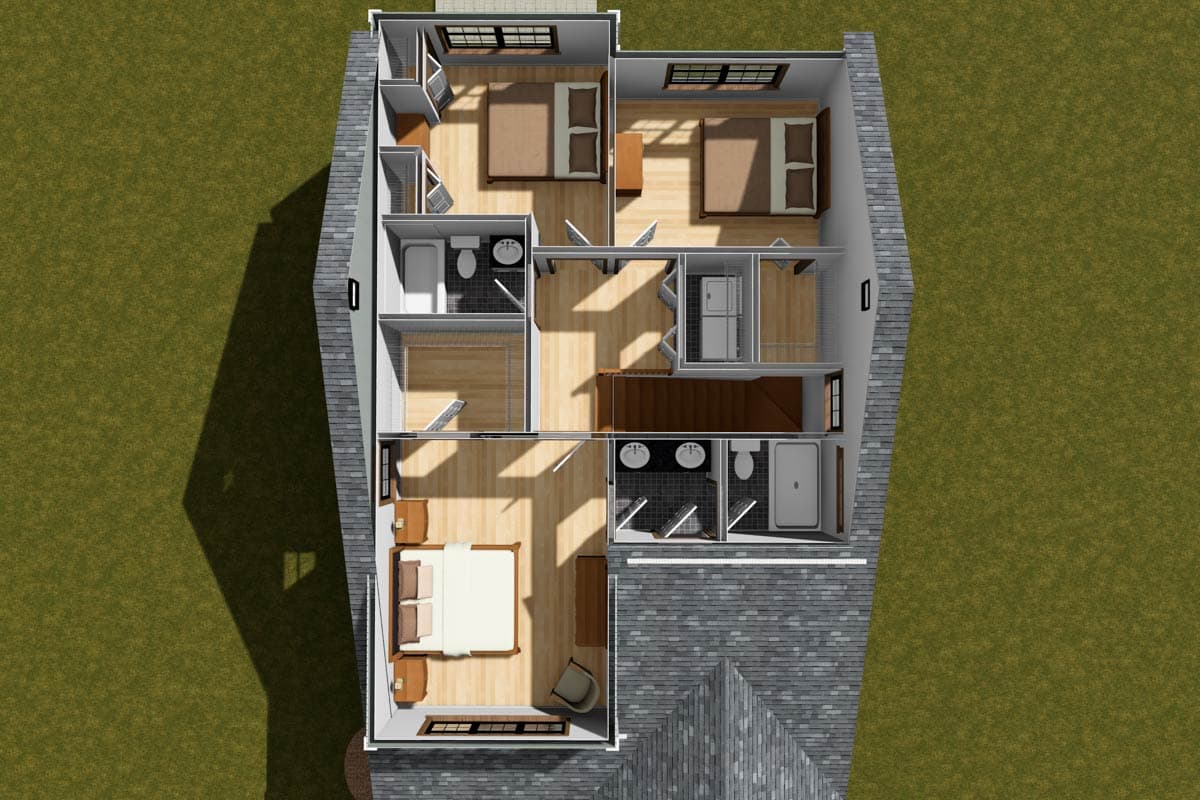 Plan 52415WM: Two-Story Traditional House Plan with Flex Room Under 1500 Sq Ft - Image #11 - Traditional