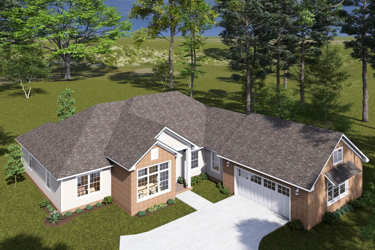 Plan 52416WM: 4-Bed Traditional House Plan with Dedicated Library or Study Space - 2284 Sq Ft - Image #7 - Ranch, Traditional