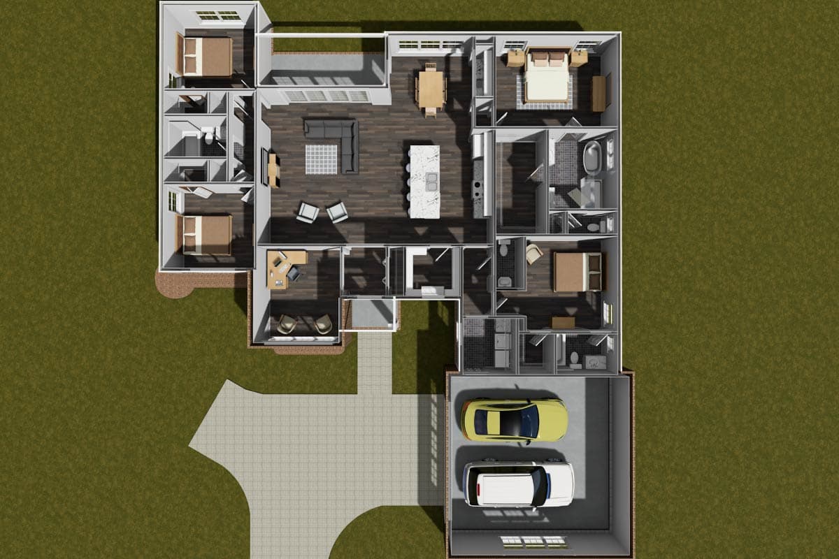 Plan 52416WM: 4-Bed Traditional House Plan with Dedicated Library or Study Space - 2284 Sq Ft - Image #10 - Ranch, Traditional