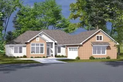4-Bed Traditional House Plan with Dedicated Library or Study Space - 2284 Sq Ft