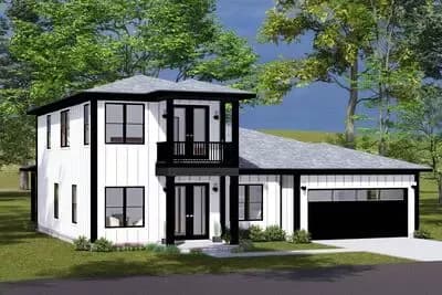 Two-Story Traditional House Plan with Main Level Master Bedroom - 2038 Sq Ft
