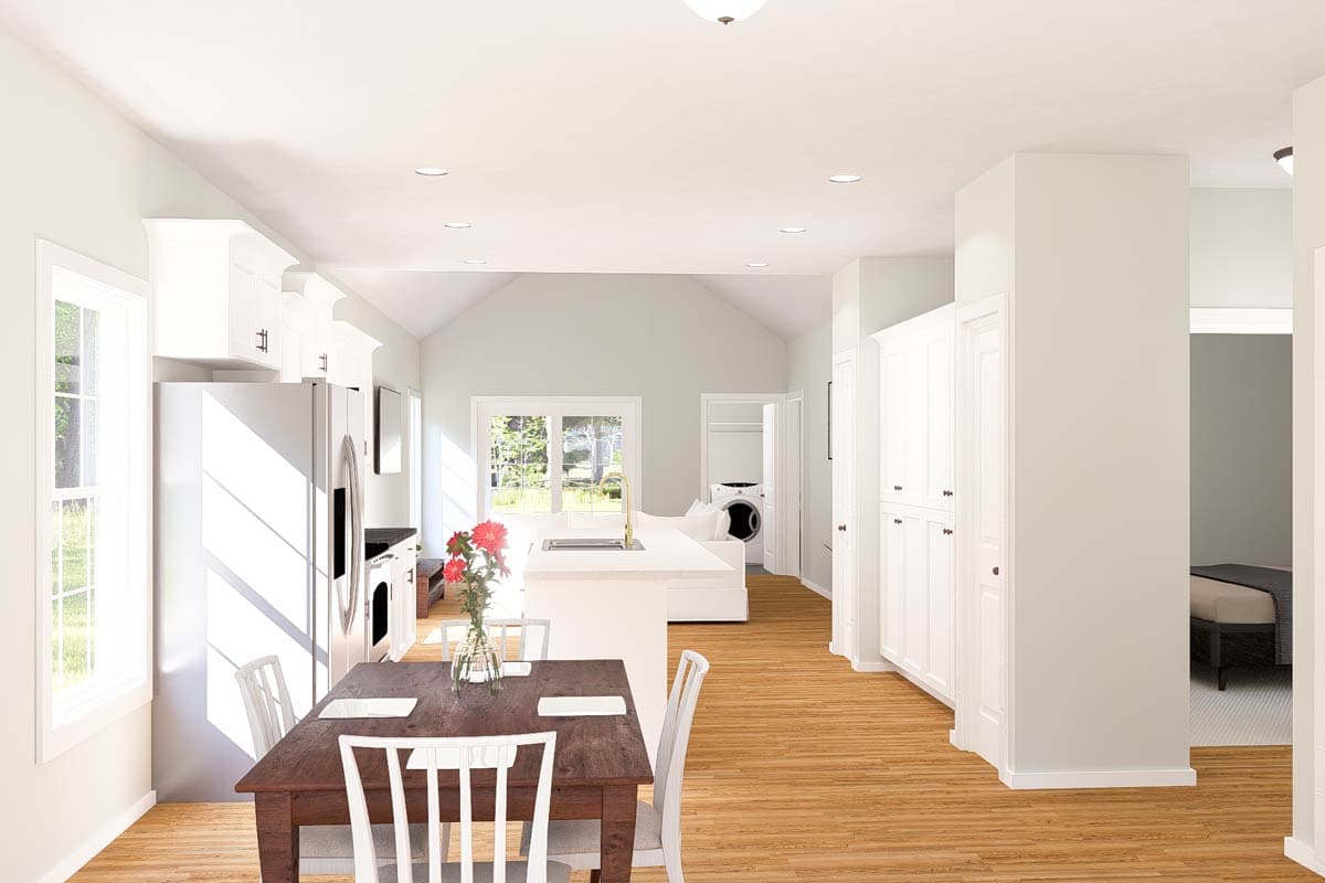 Plan 52418WM: 2-Bed Narrow House Plan with With Vaulted Living Space Under 1200 Sq Ft - Image #6 - Ranch, Traditional