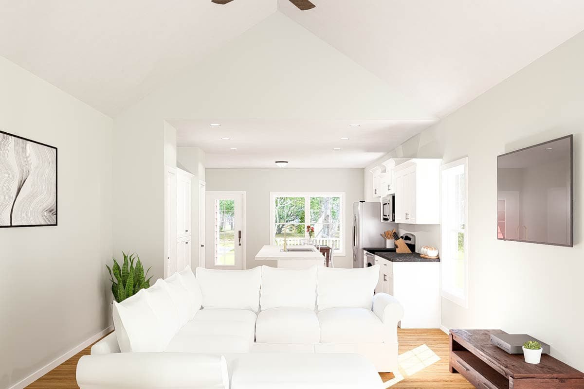 Plan 52418WM: 2-Bed Narrow House Plan with With Vaulted Living Space Under 1200 Sq Ft - Image #9 - Ranch, Traditional