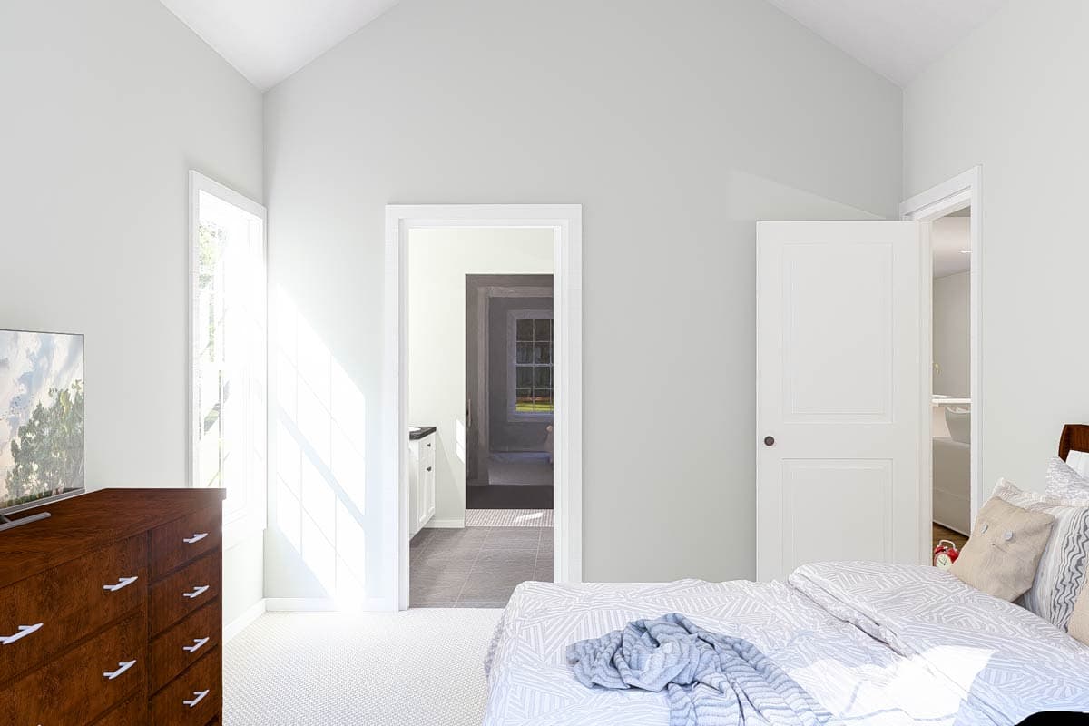 Plan 52418WM: 2-Bed Narrow House Plan with With Vaulted Living Space Under 1200 Sq Ft - Image #7 - Ranch, Traditional