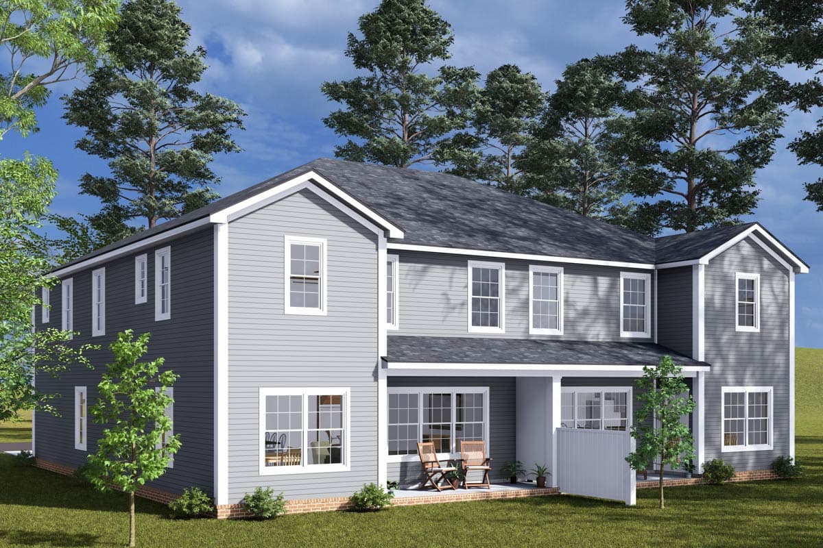Plan 52419WM: Two-Story Duplex House Plan with Pocket Offices - 2048 Sq Ft Per Unit - Image #5 - Traditional