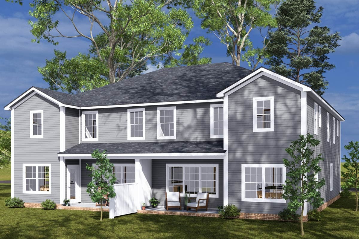 Plan 52419WM: Two-Story Duplex House Plan with Pocket Offices - 2048 Sq Ft Per Unit - Image #6 - Traditional