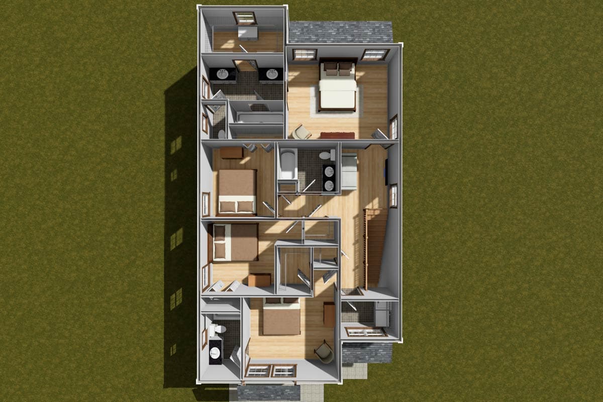 Plan 52422WM: Two-Story Traditional House Plan with Pocket Home Office - 2048 Sq Ft - Image #9 - Country, Traditional
