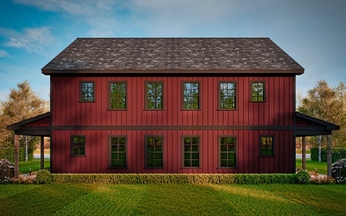 Plan 25847GE: 3-Bed Symmetrical Multi-Family House Plan with Wrap-Around Porch - 1280 Sq  Ft Per Unit - Image #8 - Country, Rustic