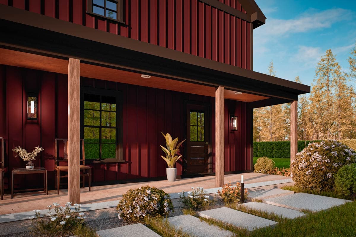 Plan 25847GE: 3-Bed Symmetrical Multi-Family House Plan with Wrap-Around Porch - 1280 Sq  Ft Per Unit - Image #11 - Country, Rustic