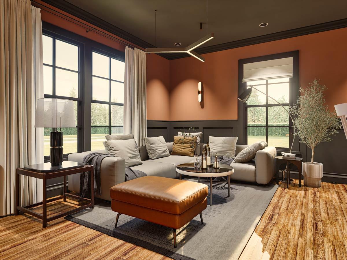 Plan 25847GE: 3-Bed Symmetrical Multi-Family House Plan with Wrap-Around Porch - 1280 Sq  Ft Per Unit - Image #15 - Country, Rustic