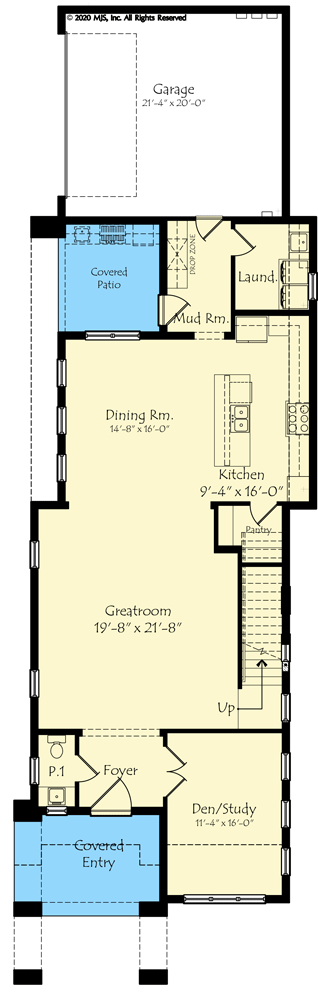 Plan 42027MJ: 4-Bed Contemporary House Plan with Rooftop Deck - 3196 Sq Ft - Floor Plan - Main Level - Coastal, Contemporary, Florida-Style