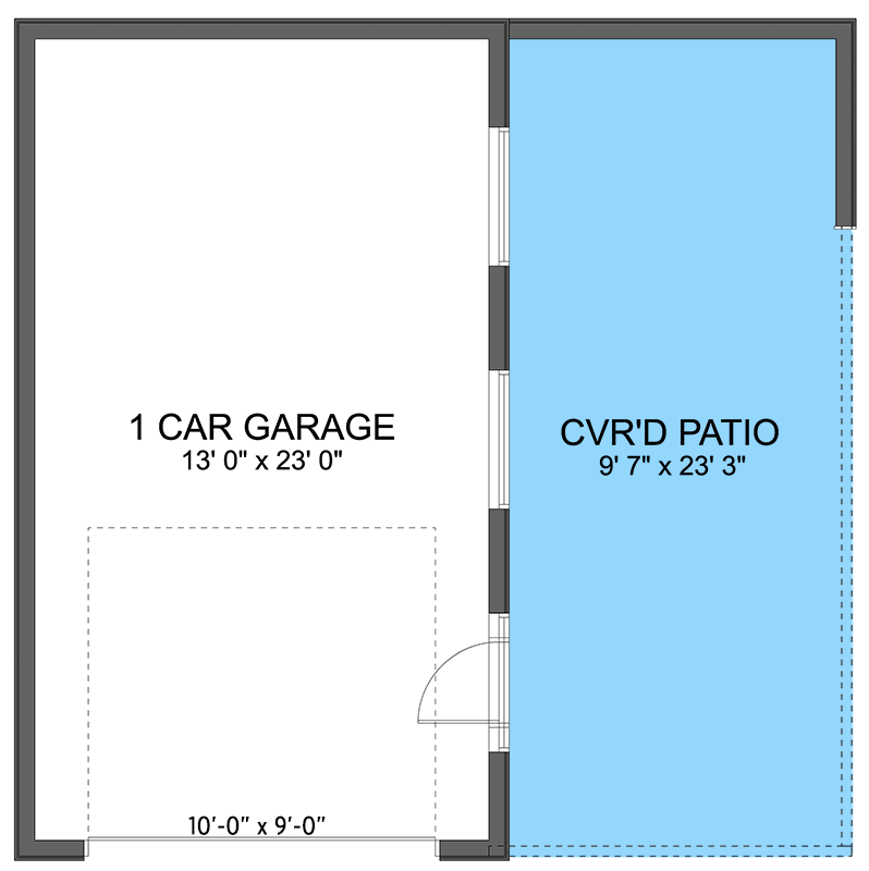 Plan 61610UT: 1-Car Detached Garage Plan with Optional Carport or Porch - Floor Plan - Main Level