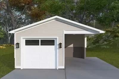 1-Car Detached Garage Plan with Optional Carport or Porch