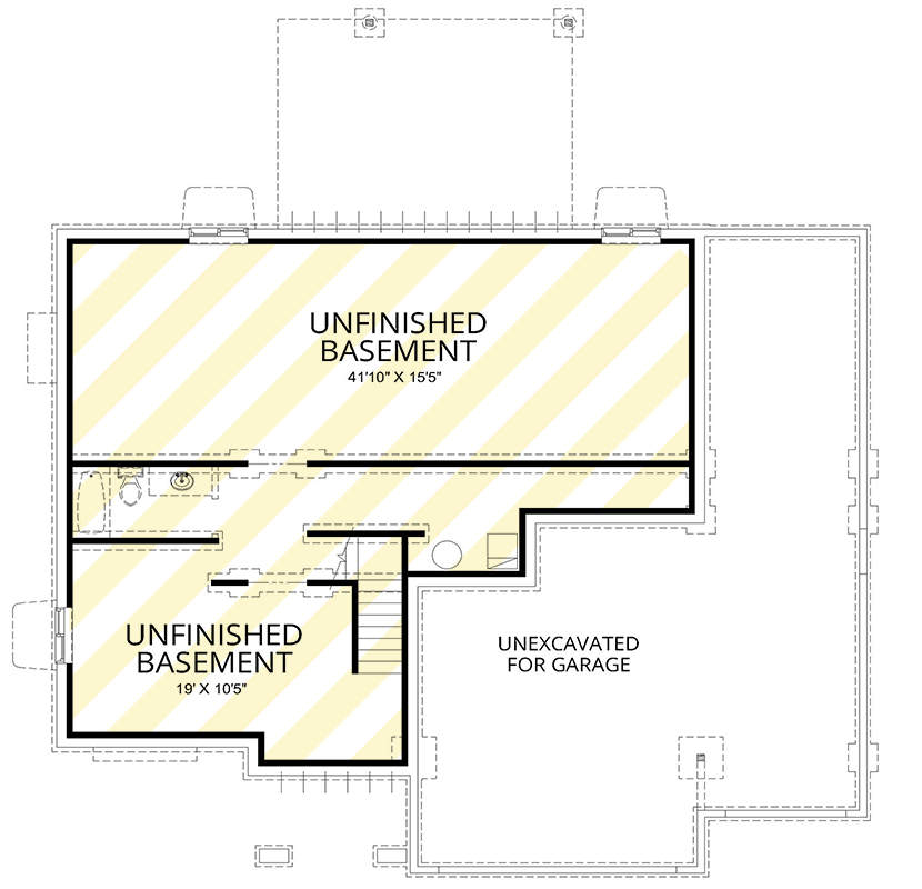 Plan 267064SPK: Spacious 4-5 Bed Craftsman House Plan with 3-Car Garage and Loft - 3244 Sq Ft - Floor Plan - Lower Level - Optionally Finished Basement - Craftsman, Traditional, Transitional