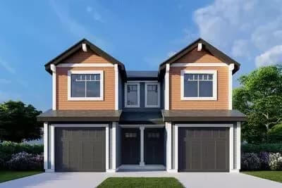 Traditional Duplex House Plan with Matching 3-Bed Units - Under 1500 Sq Ft Per Unit