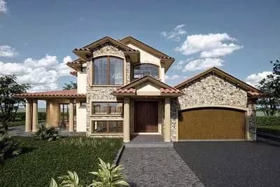4-Bed Mediterranean-Style House Plan with Home Office Under 3000 Sq Ft
