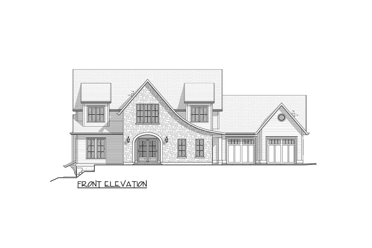 Plan 770521JME: 3-Bed European Transitional House Plan with Den or Flex Room - 2473 Sq Ft - Image #5 - European, Transitional, Tudor
