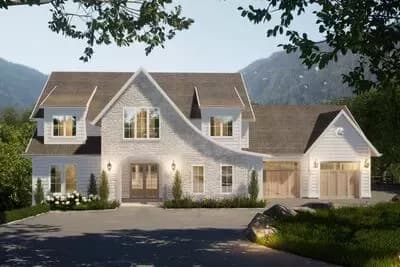 3-Bed European Transitional House Plan with Den or Flex Room - 2473 Sq Ft