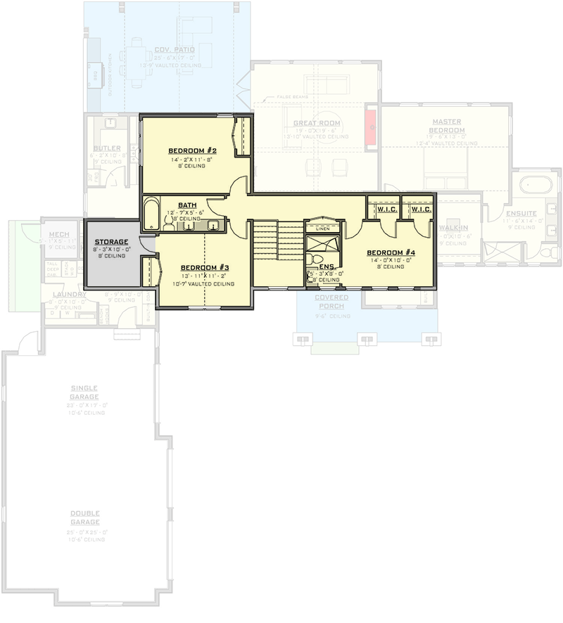 Plan 770523JME: 4-Bed Modern Farmhouse House Plan with Outdoor Kitchen - 3231 Sq Ft - Floor Plan - 2nd Floor - Modern Farmhouse, Mountain, New American, Northwest