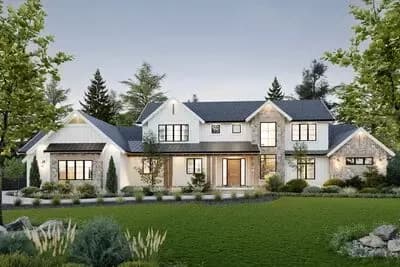 Two-Story New American House Plan with Home Office and Den - 4048 Sq Ft