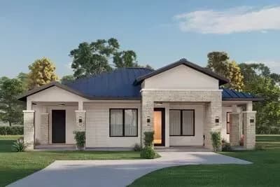 Single-Story 2-Bed Contemporary House Plan with Wrap-Around Porch - 1453 Sq Ft