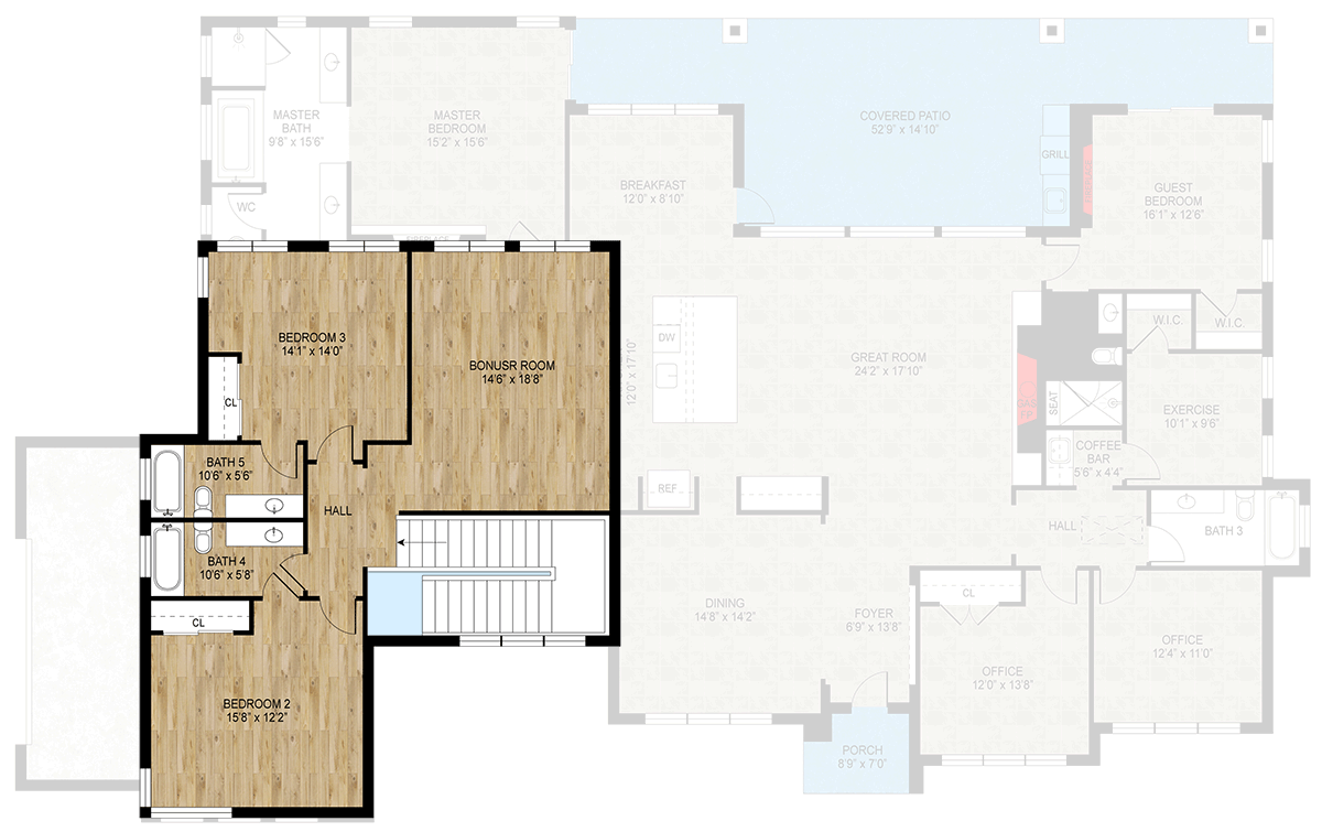 Plan 430130LY: Two-Story Modern Hill Country House Plan with Dual Offices - 4015 Sq Ft - Floor Plan - 2nd Floor - Hill Country, Modern