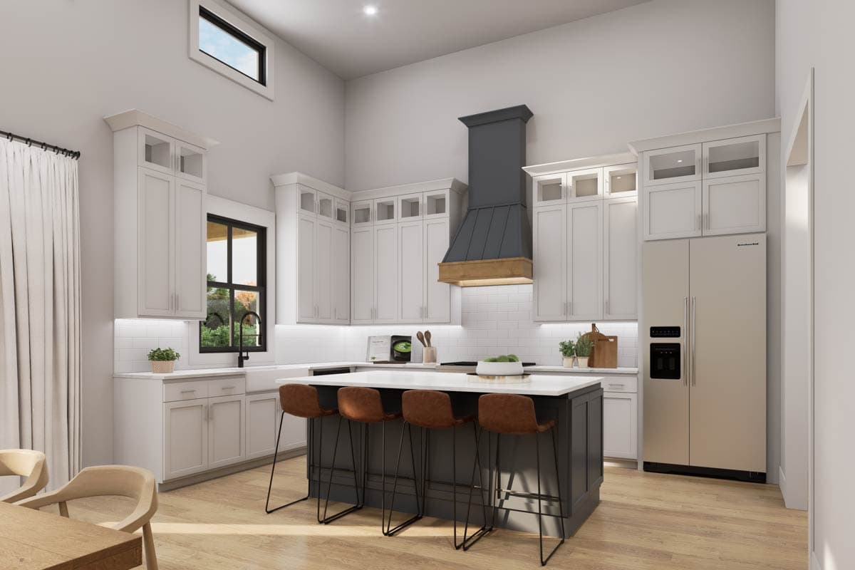 Plan 56555SM: 3-Bed Barndo-Style Modern Farmhouse Plan with Oversized Workshop Garage - 1702 Sq Ft - Image #9 - Barndominium, Modern Farmhouse, New American