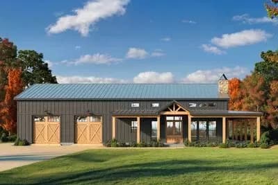 3-Bed Barndo-Style Modern Farmhouse Plan with Oversized Workshop Garage - 1702 Sq Ft