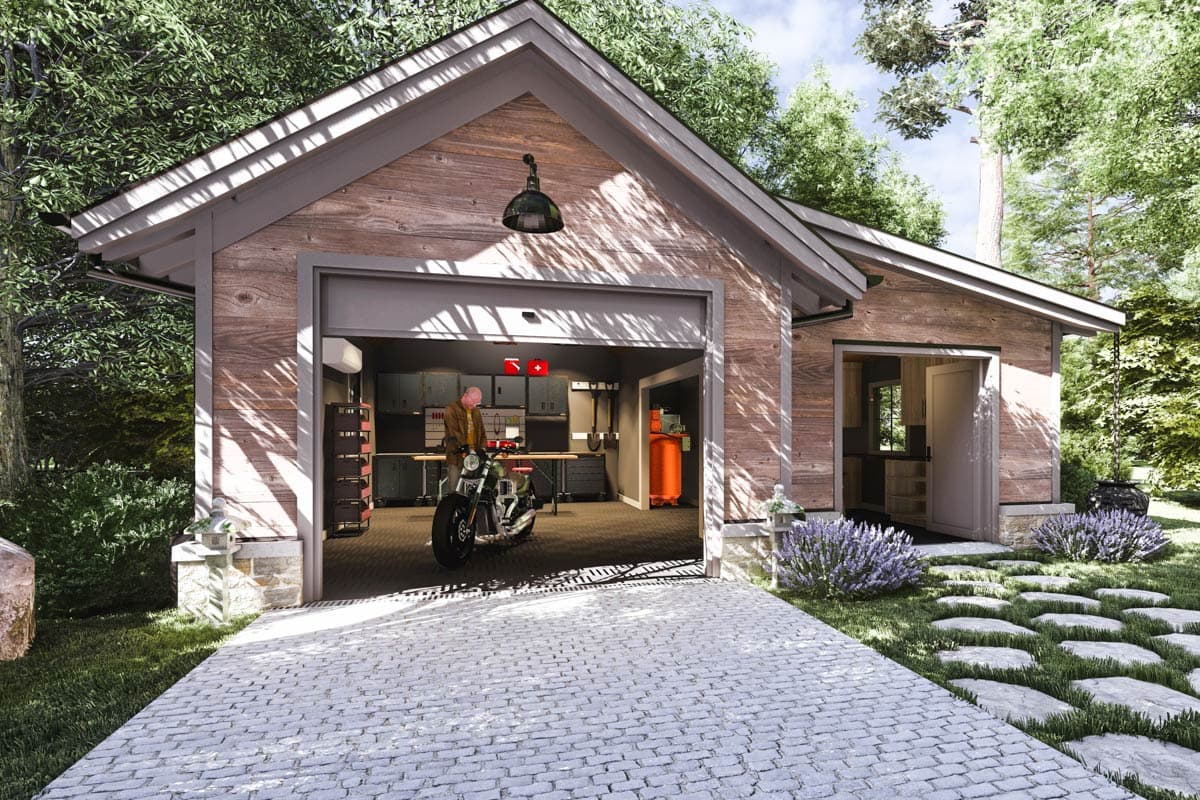 Plan 865023SHW: 1-Car Detached Garage Plan with Workshop - 600 Sq Ft  - Image #5 - New American