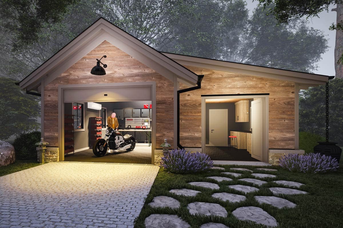 Plan 865023SHW: 1-Car Detached Garage Plan with Workshop - 600 Sq Ft  - Image #6 - New American